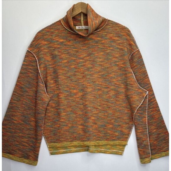 We the Free People Sunny Days Orange Multi Turtleneck Top Size Small - Picture 3 of 12